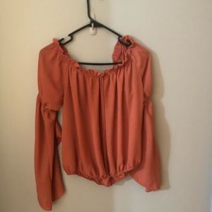 Off the shoulder blush long sleeve